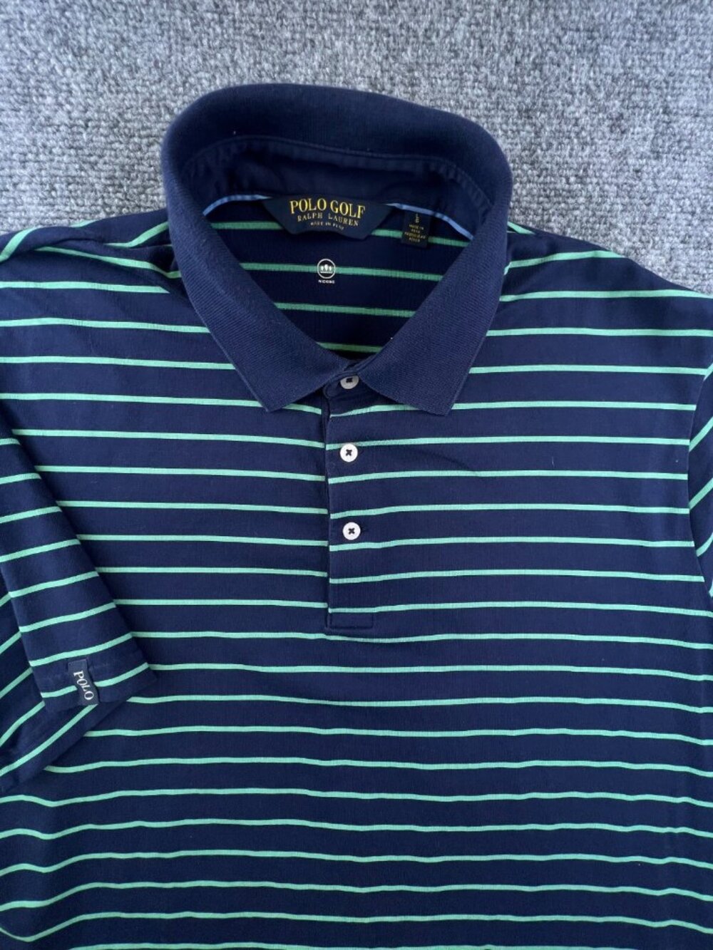 Polo Golf Ralph Lauren Polo Shirt Large Striped Blue Green Short Sleeve Wicking